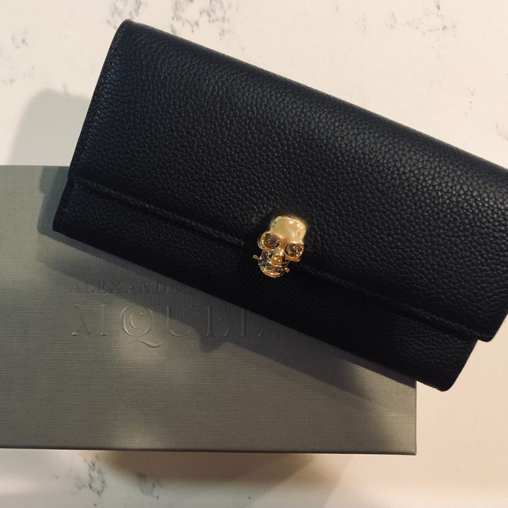 Alexander McQueen Pebbled Leather Flap Continental Wallet